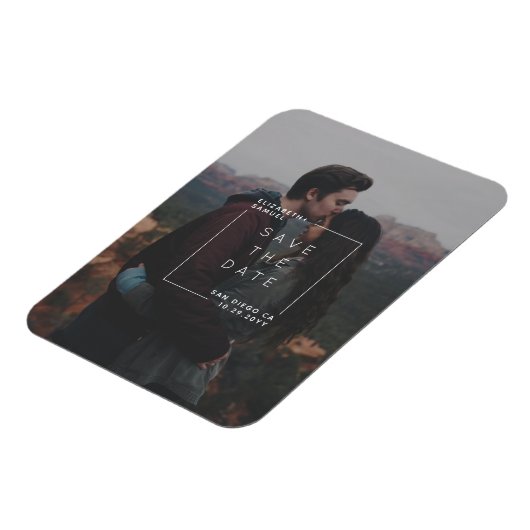 Moderne minimalist Bewaar de datum Fotokaart Magneet (Linkerzijde)