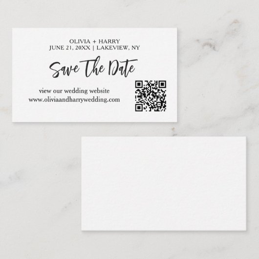 Moderne minimalist Bewaar de datum Kaart | QR-code (Voorkant / Achterkant)