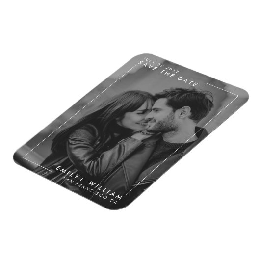 Moderne minimalist Bewaar de datumfoto Magneet (Linkerzijde)