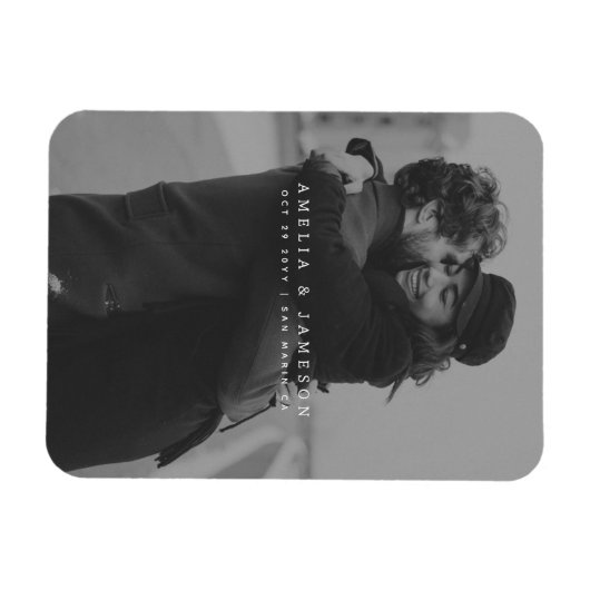 Moderne minimalist Bewaar de datumfoto Magneet (Horizontaal)