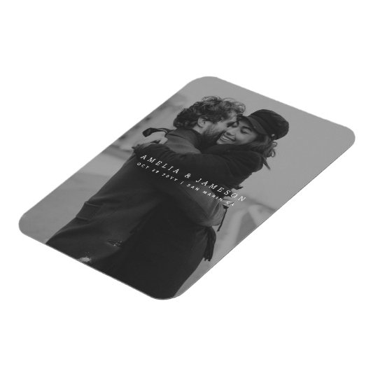 Moderne minimalist Bewaar de datumfoto Magneet (Linkerzijde)