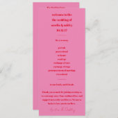 Moderne minimalist Bold Helder Roze Rood Tall Programmakaart (Voorkant / Achterkant)