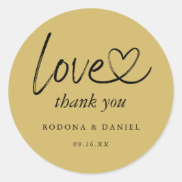 Moderne minimalist dank u bruiloft goud ronde sticker