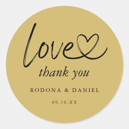 Moderne minimalist dank u bruiloft goud ronde sticker (Voorkant)