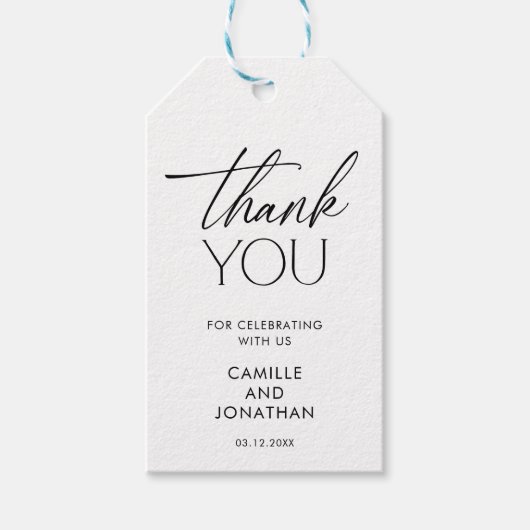 Moderne minimalist dank u bruiloft gunst cadeaulabel (Voorkant)