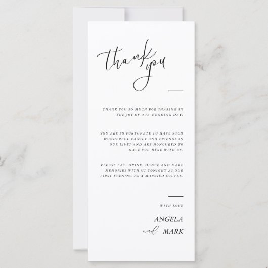 Moderne minimalist dank u kalligrafie plaats kaart (Voorkant)