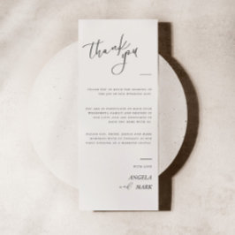 Moderne minimalist dank u kalligrafie plaats kaart