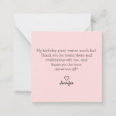 Moderne minimalist dank u lief 16 roze notitiekaartje (Achterkant)