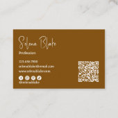 Moderne minimalist | Elegant bruin en QR-code Visitekaartje (Achterkant)