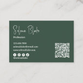 Moderne minimalist | Elegant groen & QR-code Visitekaartje (Achterkant)