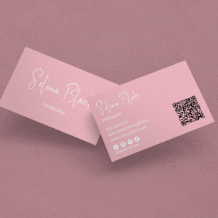 Moderne minimalist   Elegante Blossom & QR Code Visitekaartje