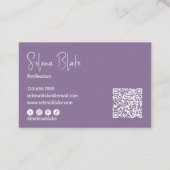 Moderne minimalist | Elegante Paarse en QR-code Visitekaartje (Achterkant)