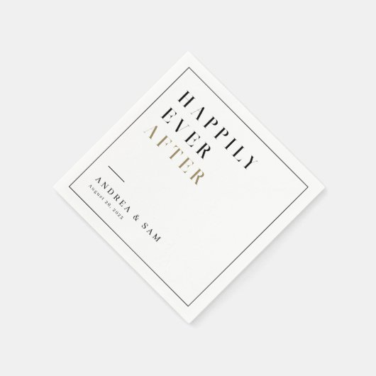 Moderne minimalist gelukkig ooit na bruiloft servet (Hoek)