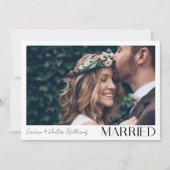 Moderne minimalist getrouwd 2 fotoscript bruiloft aankondiging (Voorkant)