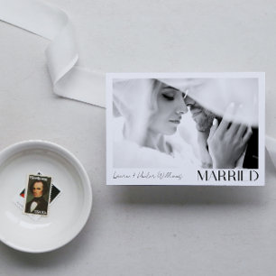 Moderne minimalist getrouwd 2 fotoscript bruiloft aankondiging