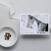 Moderne minimalist getrouwd 2 fotoscript bruiloft aankondiging