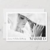 Moderne minimalist getrouwd 3 fotoscript bruiloft aankondiging (Voorkant)