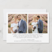 Moderne minimalist getrouwd 3 fotoscript bruiloft aankondiging (Achterkant)