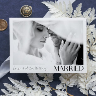 Moderne minimalist getrouwd 3 fotoscript bruiloft aankondiging