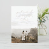 Moderne minimalist gewoon gehuwd met fotohuwelijk aankondiging (Staand voorkant)