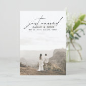 Moderne minimalist gewoon gehuwd met fotohuwelijk aankondiging (Staand voorkant)