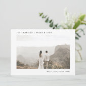 Moderne minimalist gewoon gehuwd met fotohuwelijk aankondiging (Staand voorkant)