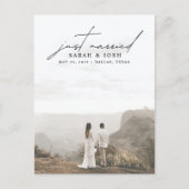 Moderne minimalist gewoon gehuwd met fotohuwelijk aankondigingskaart (Voorkant)