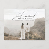 Moderne minimalist gewoon gehuwd met fotohuwelijk aankondigingskaart (Voorkant)