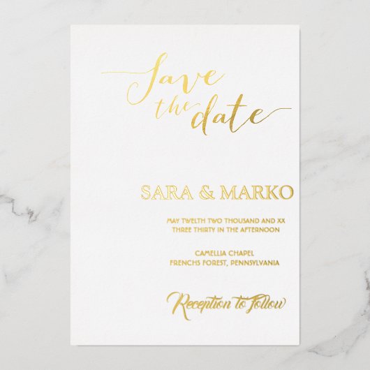 Moderne minimalist | Goud Folie Uitnodiging (Voorkant)