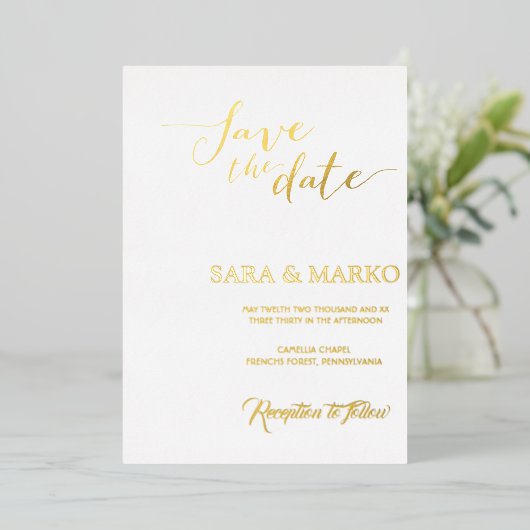 Moderne minimalist | Goud Folie Uitnodiging (Staand Voorkant)