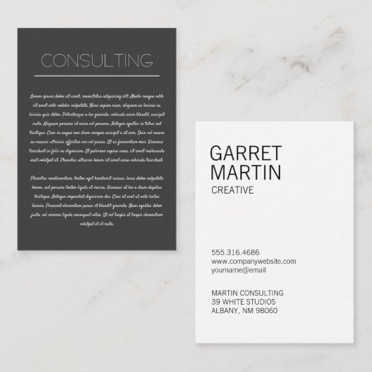 Moderne minimalist (grijs / wit) visitekaartje (Voorkant / Achterkant)