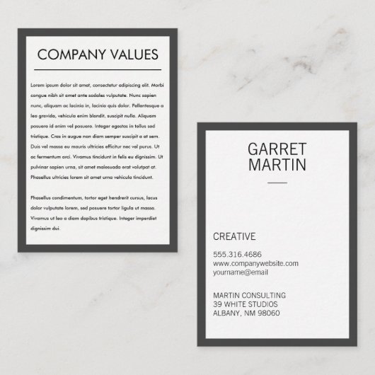 Moderne minimalist (grijs / wit) visitekaartje (Voorkant / Achterkant)