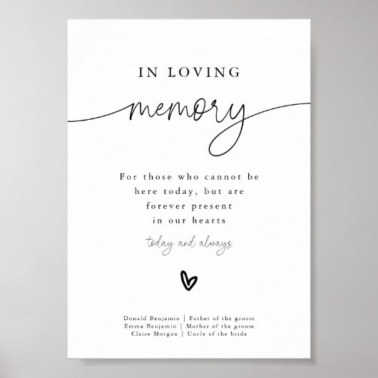 Moderne minimalist in liefdevolle herinnering trou poster (Voorkant)