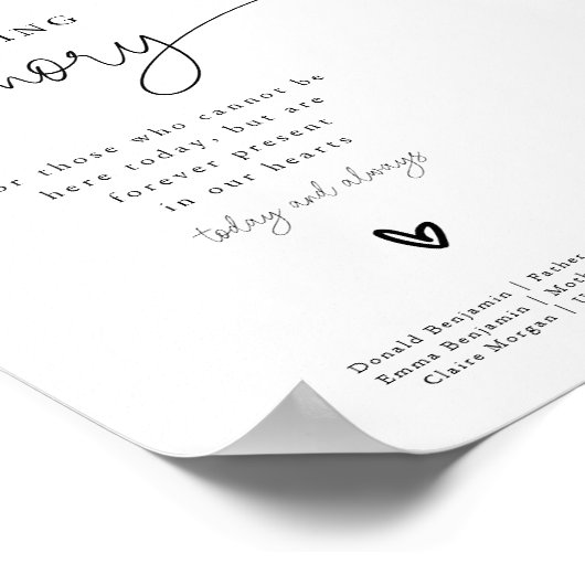 Moderne minimalist in liefdevolle herinnering trou poster (Hoek)