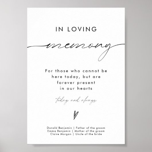 Moderne minimalist in liefdevolle herinnering trou poster (Voorkant)