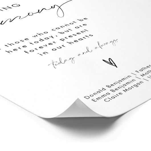 Moderne minimalist in liefdevolle herinnering trou poster (Hoek)