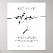 Moderne minimalist laat liefde gloeien bruiloft te poster (Voorkant)