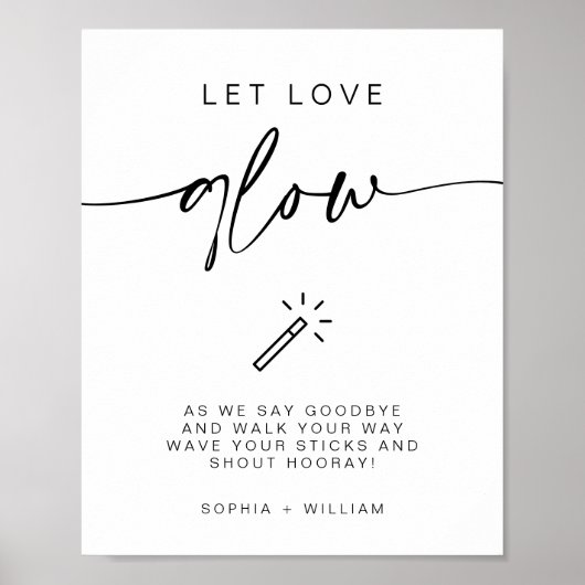 Moderne minimalist laat liefde gloeien bruiloft te poster (Voorkant)