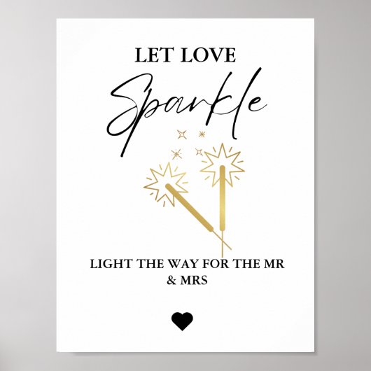 Moderne minimalist laat liefde gloeien bruiloft te poster (Voorkant)