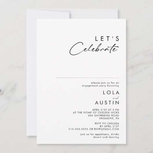 Moderne minimalist Laten we de uitnodiging vieren (Voorkant)