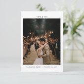 Moderne minimalist met foto-bruiloft bedankkaart (Staand voorkant)