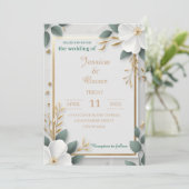 Moderne minimalist met gouden folie details bruilo kaart (Staand voorkant)