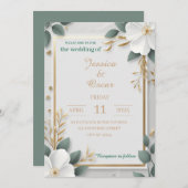 Moderne minimalist met gouden folie details bruilo kaart (Voorkant / Achterkant)