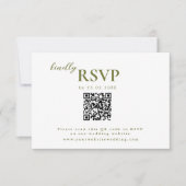 Moderne minimalist Olive Green Wedding chic RSVP Kaartje (Voorkant)