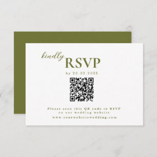Moderne minimalist Olive Green Wedding chic RSVP Kaartje