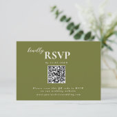Moderne minimalist Olive Green Wedding chic RSVP Kaartje (Staand voorkant)