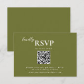 Moderne minimalist Olive Green Wedding chic RSVP Kaartje (Voorkant / Achterkant)
