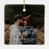 Moderne minimalist Onze eerste kerst betrokken Keramisch Ornament (Achterkant)