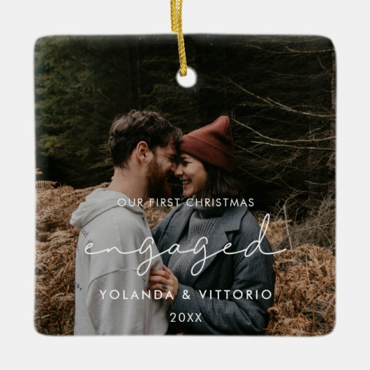 Moderne minimalist Onze eerste kerst betrokken Keramisch Ornament (Voorkant)