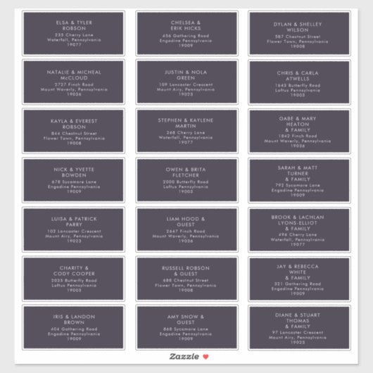 Moderne Minimalist | Paarse Gastadreslabels Sticker (Vel)